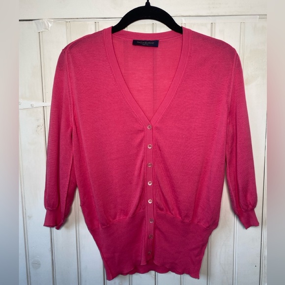 Piazza Sempione 100% Cotton Pink Cardigan Short Sleeve IT 44 US 8 - Picture 9 of 9